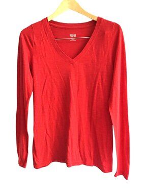 MOSSIMO- WOMENS RED BASIC LONG SLEEVE CREW NECK T-SHIRT SIZE MEDIUM